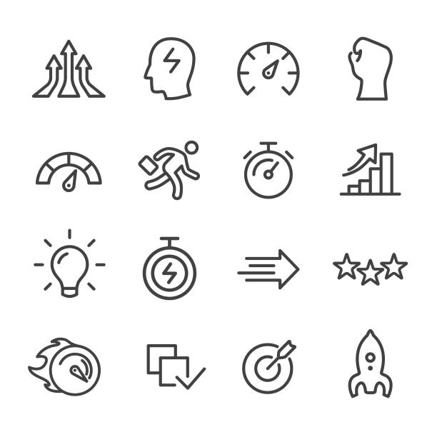ilustraciones, imágenes clip art, dibujos animados e iconos de stock de iconos de rendimiento-serie de líneas - effort