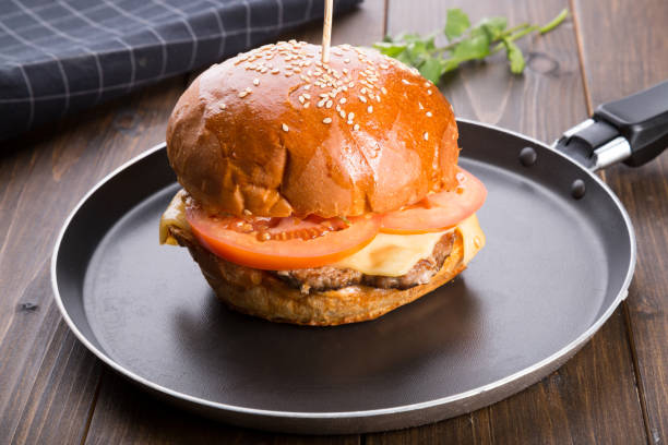 istock Hamburger served on a small frying pan 1130868344