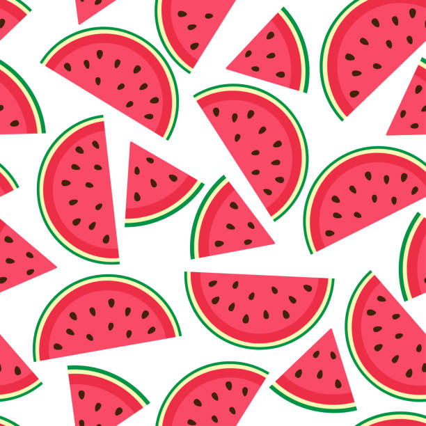 ilustrações de stock, clip art, desenhos animados e ícones de seamless pattern with watermelon slices - backgrounds berry close up dessert