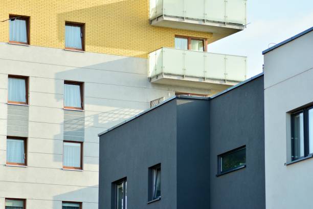 istock Modern apartment buildings on a sunny day with a blue sky. 1130868417