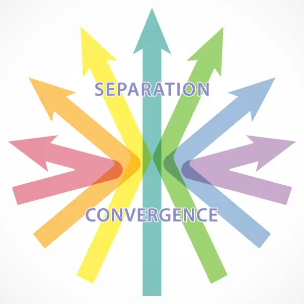 Vector illustration of Separation & Convergence At Arrow Series