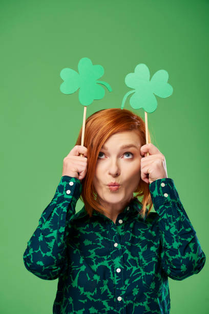 Playful woman celebrating Saint Patrick's Day