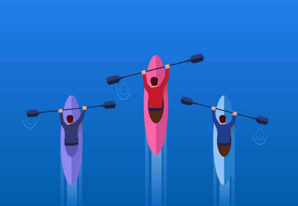 деловые люди детский конкуренции - rowing rowboat sport rowing oar stock illustrations