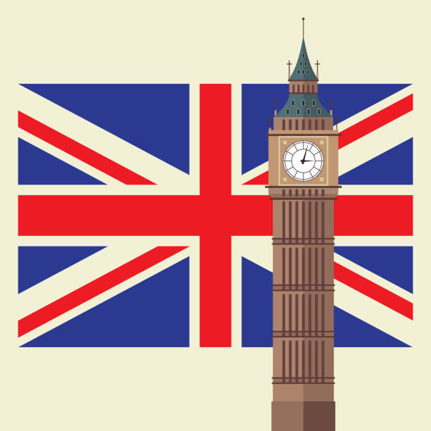 big ben z flagą wielkiej brytanii - big ben london england international landmark traditional culture stock illustrations