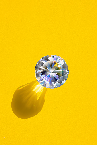 Diamonds illuminated by sunlight shine with colorful colors.