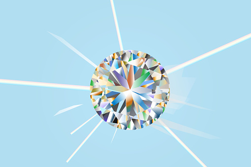 Diamonds illuminated by sunlight shine with colorful colors.