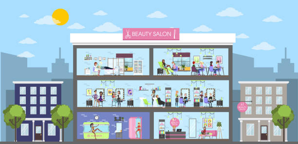 미용실 인테리어 - toenail hair salon cosmetics make up stock illustrations