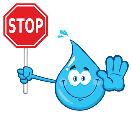 Ilustración de Azul Gota De Agua Personaje De Dibujos Animados Sosteniendo  Una Señal De Stop y más Vectores Libres de Derechos de Agua - iStock