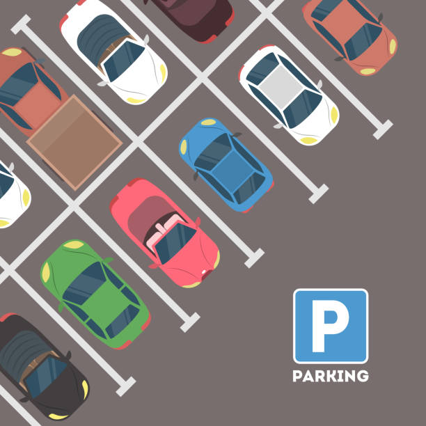 Parking in city vector art illustration