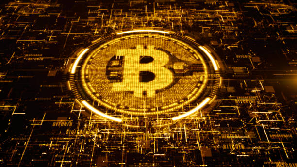 istock Bitcoin currency sign in digital cyberspace, Business and Technology Concept. 1130879169