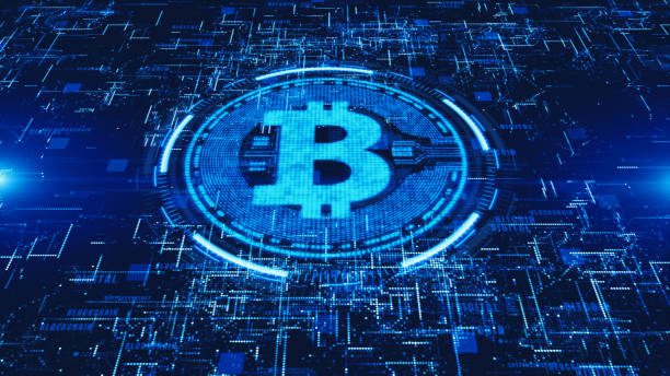 istock Bitcoin currency sign in digital cyberspace, Business and Technology Concept. 1130879186