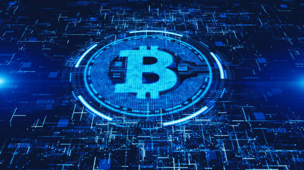 istock Bitcoin currency sign in digital cyberspace, Business and Technology Concept. 1130879205