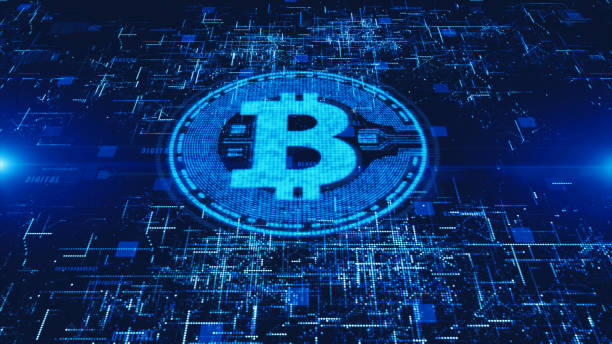 istock Bitcoin currency sign in digital cyberspace, Business and Technology Concept. 1130879207