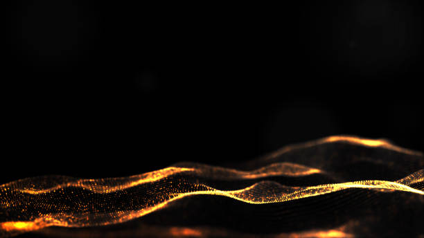 istock Abstract Black and Gold Color Digital Particles Wave With Bokeh Background 1130879325