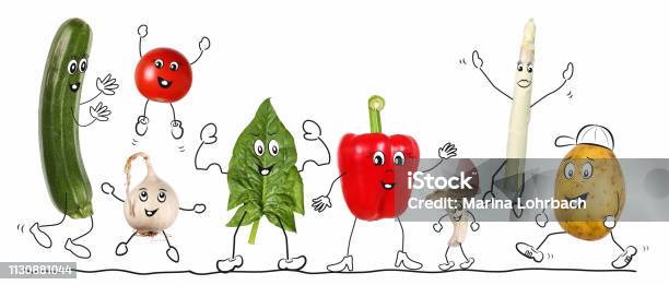 Biologic Vegetable Comic 2 Stock Illustration - Download Image Now - Jumping, Tomato, Vegetable