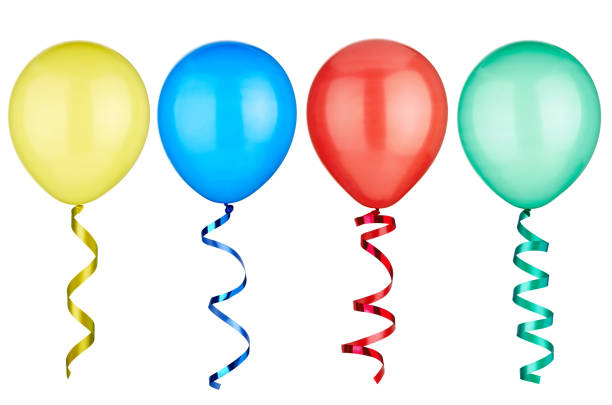 shallow focus party balloons floating up