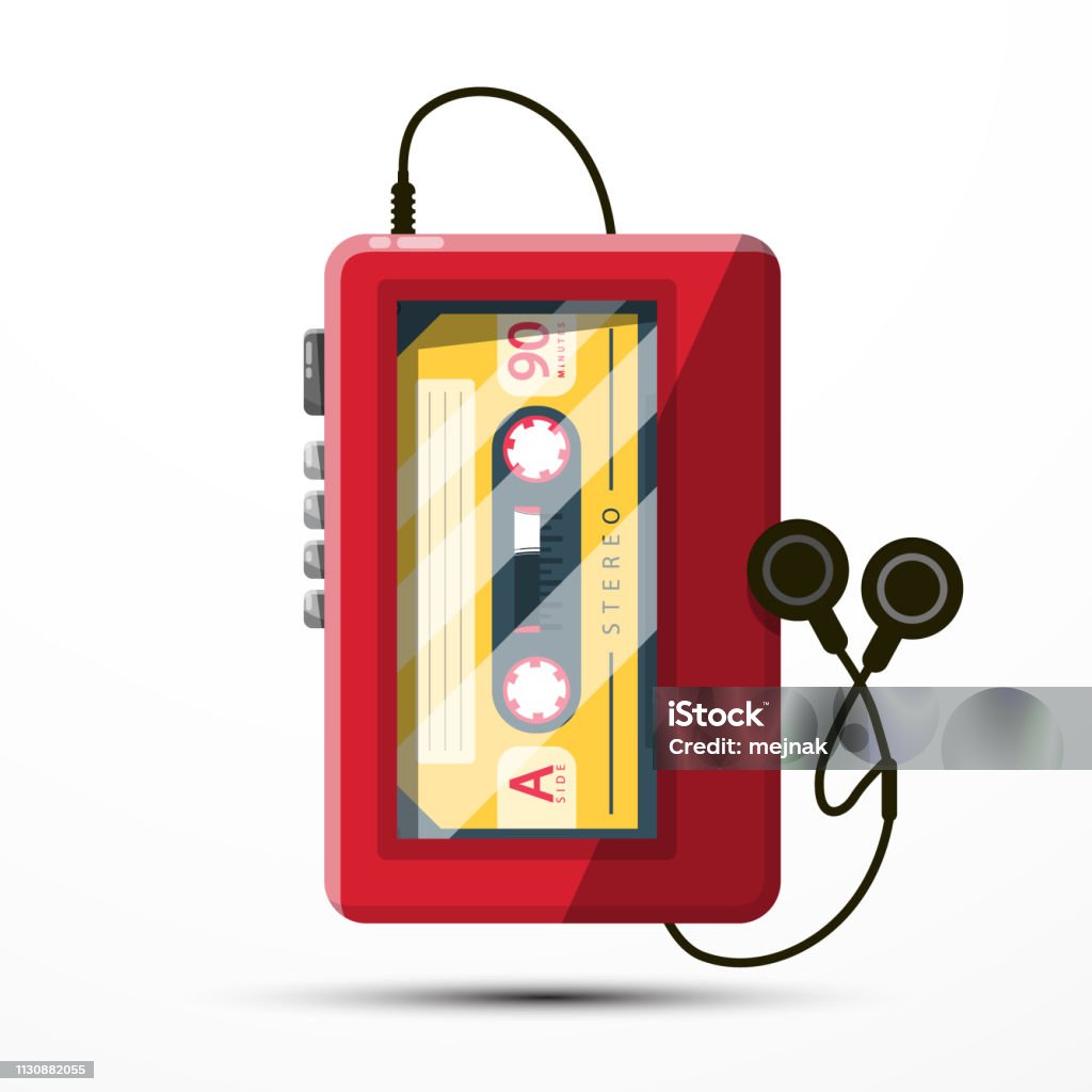 Walkman Symbol. Retro Music Player with Audio Cassette. Walkman Vector Symbol. Retro Music Player with Audio Cassette. Personal Stereo stock vector