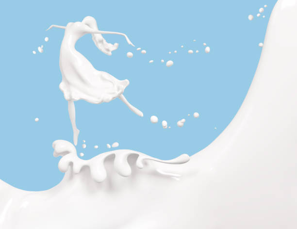 istock Splash milk and girl isolated on blue background 3d rendering 1130882419