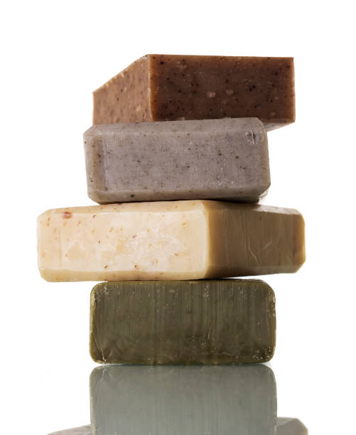 istock Collection of handmade soap with different flavors isolated on white background 1130883264