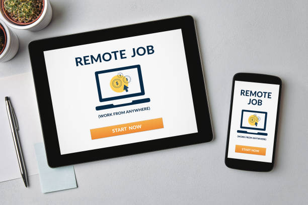 istock Remote job concept on tablet and smartphone screen 1130883533