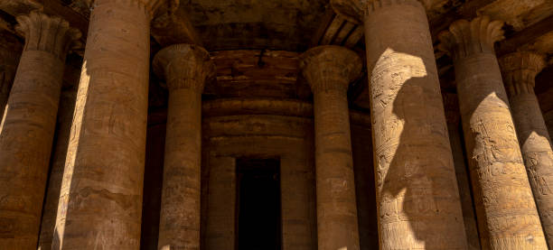 Ancient columns of Edfu temple in Edfu. Egypt