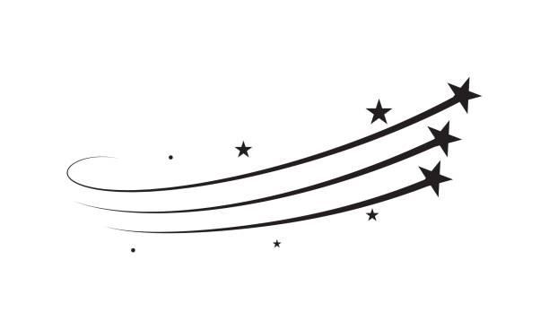 スタートレイル彗星トレースと白の背景にロケットブラックライン。クリスマスや新年のお祝いのデザインのためのベクトルアイコン - christmas symbol black white点のイラスト素材／クリップアート素材／マンガ素材／アイコン素材