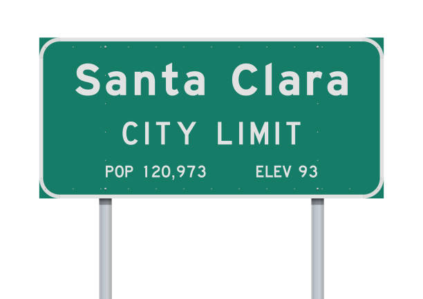 Santa Clara City Limit road sign Vector illustration of the Santa Clara City Limits green road sign silicon valley stock illustrations