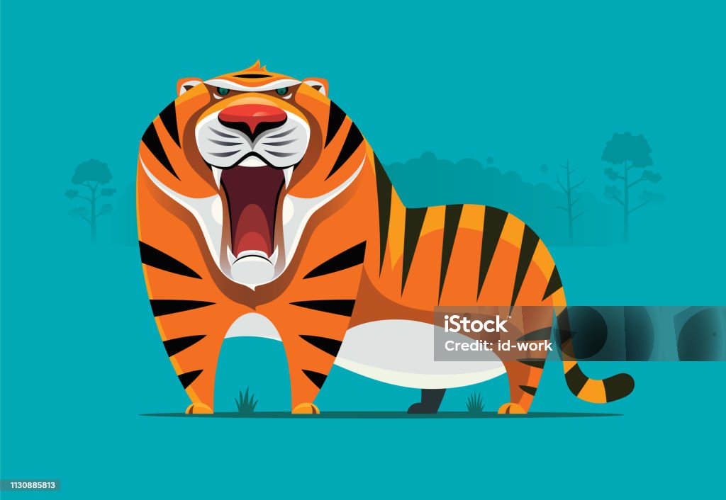 angry tiger roaring vector illustration of angry tiger roaring Tiger stock vector