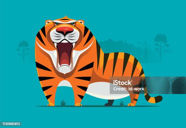 Angry Tiger Roaring Stock Illustration - Download Image Now - Tiger, Anger, Computer Graphic