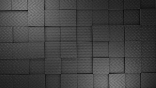 istock wall made of black rubber displaced cubes background. 3d render 1130887641
