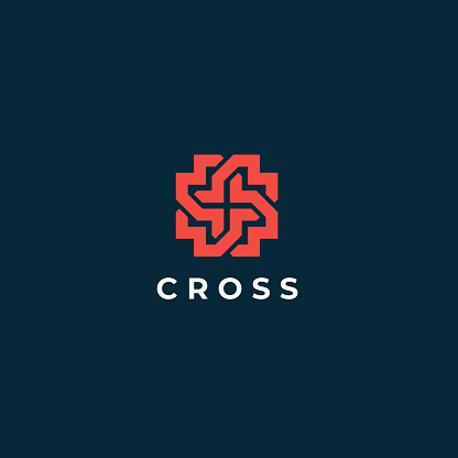 Abstract Premium Linear Vector Cross Emblem Geometric Cross Symbol ...