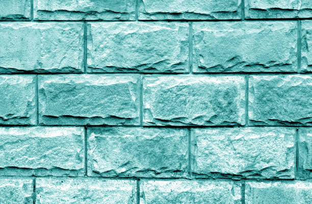 istock Decorative brick wall in cyan color. 1130888267
