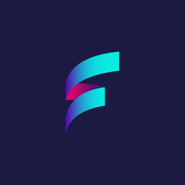 letter f logotype icon design template. technologie abstrakter vektor-logotyp - ribbon typescript letter vector stock-grafiken, -clipart, -cartoons und -symbole