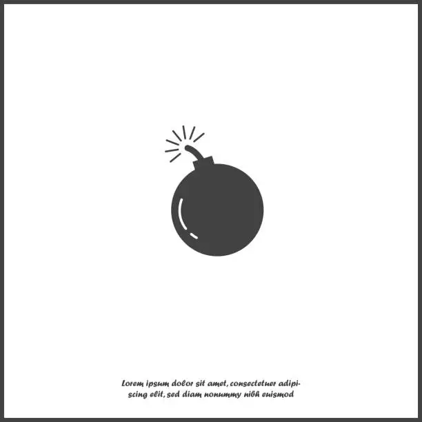 Vector illustration of Vector icon bomb on white isolated background.