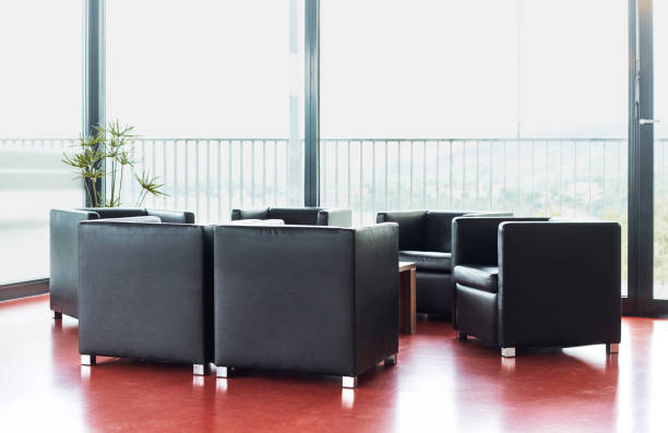 istock Armchair leather black glass front 1130891278