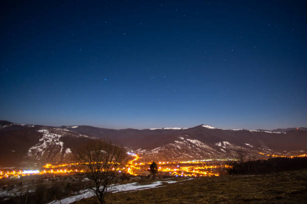 istock Night in a mountain town in the Carpathians 1130892202