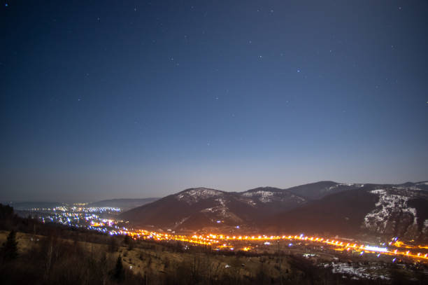 istock Night in a mountain town in the Carpathians 1130892468