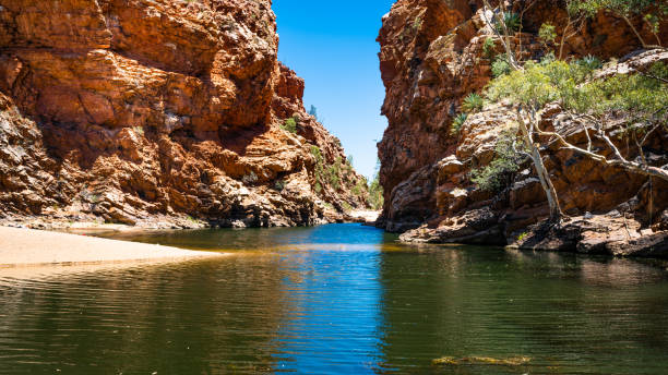 ellery baches großes loch in den west macdonnell ranges im nt-outback australien - ellery creek stock-fotos und bilder