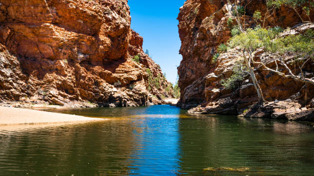 ellery creek duża dziura w west macdonnell zakresy w nt outback australia - west macdonnell ranges national park zdjęcia i obrazy z banku zdjęć