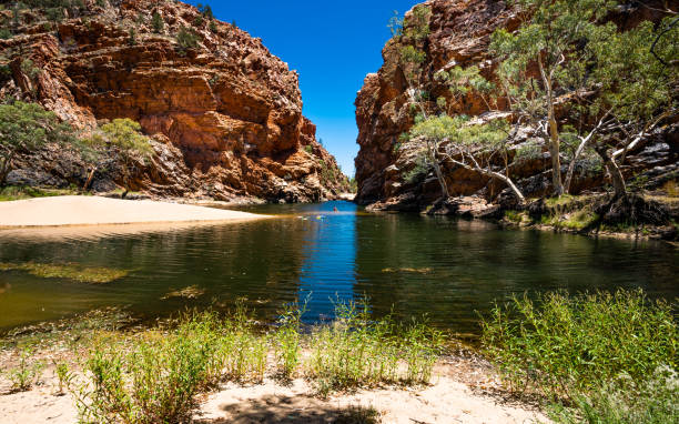 ellery baches großes loch in den west macdonnell ranges im nt-outback australien - ellery creek stock-fotos und bilder