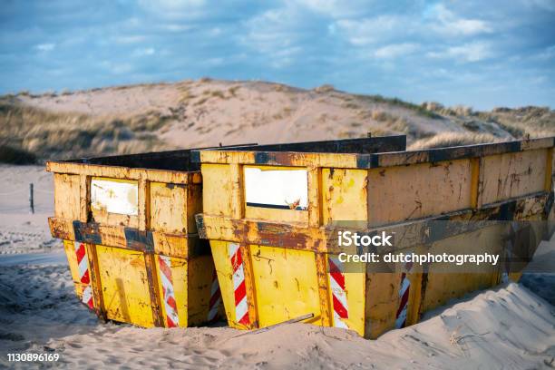 Waste Containers On The Beach In Noordwijk Aan Zee The Netherlands Stock Photo - Download Image Now