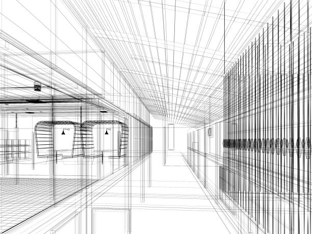 istock sketch design of interior hall, 3d rendering 1130899690