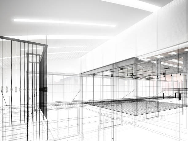 istock sketch design of interior hall, 3d rendering 1130899768