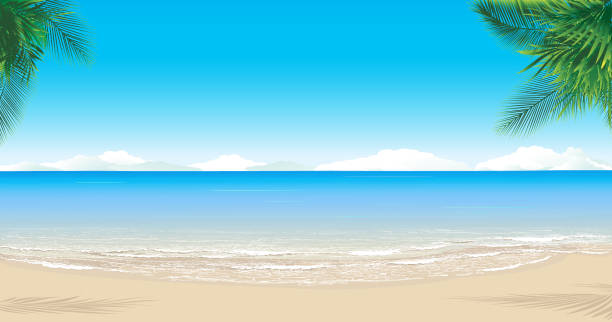 Paradise Beach A calm and sunny place to rest and dream. beach holidays stock illustrations