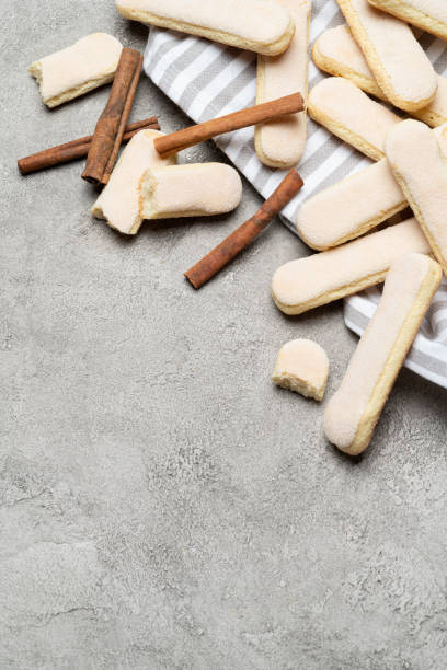 istock Italian Savoiardi ladyfingers Biscuits on concrete backgound with copy space 1130901180