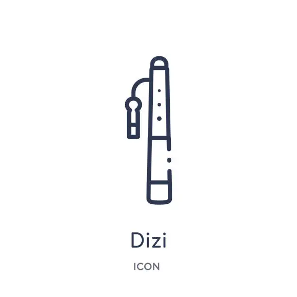 Vector illustration of Linear dizi icon from Asian outline collection. Thin line dizi vector isolated on white background. dizi trendy illustration