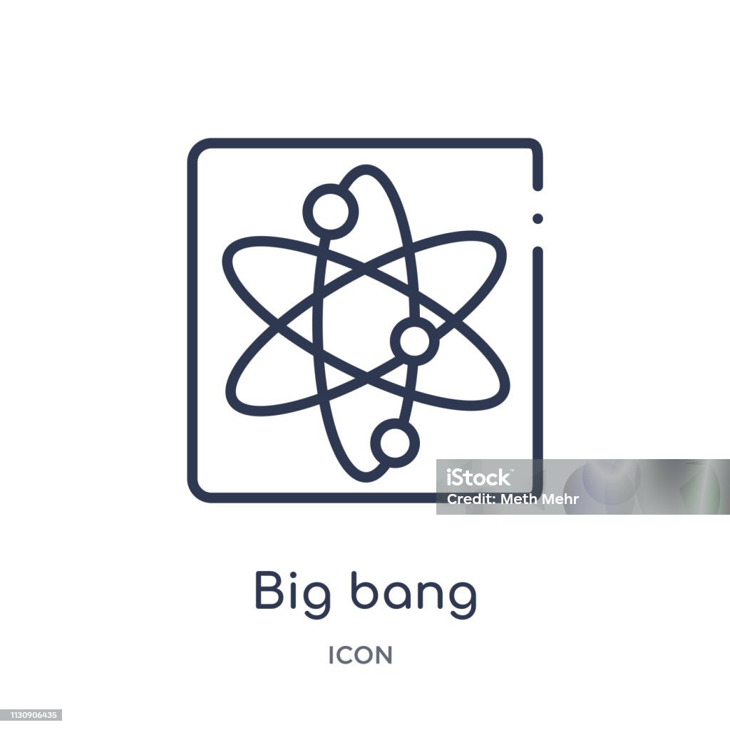 Lineare Bigbangikone Aus Der Astronomieumrisssammlung Dünne Linie Big