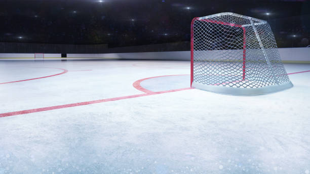 istock ice hockey stadium behind goal general view and camera flashes behind 1130907289