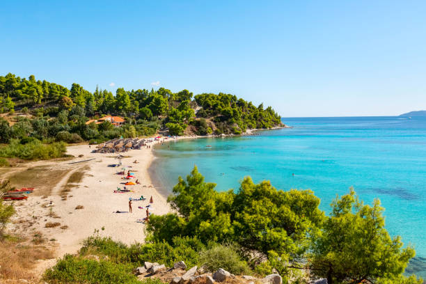istock turquoise sea water bay in Greece 1130908851