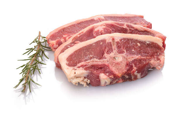 istock Lamb meat with bones and rosemary white isolated 1130908918